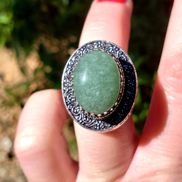 New Amazonite Antique Design 925 Silver Statement Ring. - Picture 10 of 13